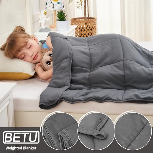 Weighted Blanket Kids 10lbs, 40"x60", Twin Size Cooling Heavy Throw Blanket for 80-120lbs, Microfiber Soft Thick Big Blankets Weighted Comforter Breathable Gift for Sleeping, Grey