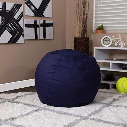 Small Solid Navy Blue Refillable Bean Bag Chair For Kids And Teens