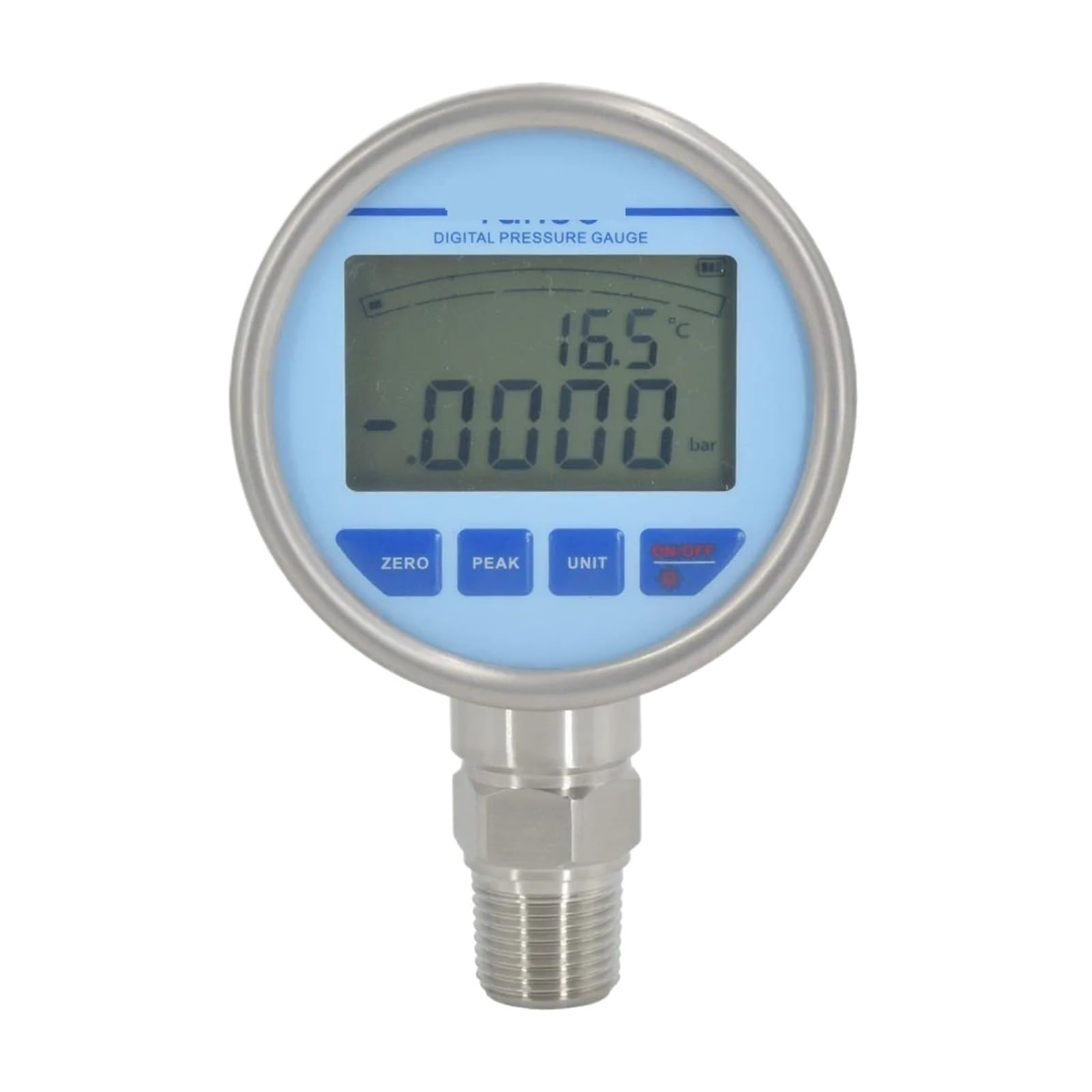 Industrielles Präzisions-Manometer, 80 mm, batteriebetriebene Hintergrundbeleuchtung for Öl, Luft, Wasser, digitales Manometer(-100KPa-600KPa)