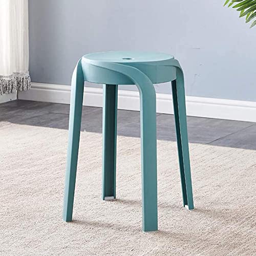 Juego de 4 taburetes de bar apilables de plástico ligero para interiores y exteriores, color verde (27 x 27 x 46 cm)