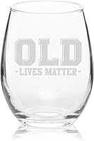 Vista 3 de Veracco Old Lives Matter - Regalo divertido de cumpleaños, regalos de despedida de soltero, copa de vino sin tallo (transparente, vidrio)