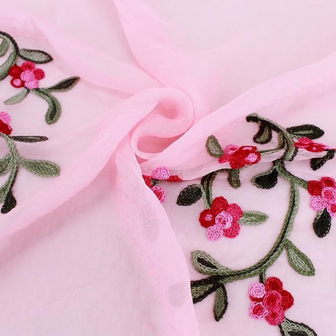 Tapp Collections Embroidery Chiffon Scarf Wrap Shawl Lightweight Scarf for Women Fashion Summer Fall Scarf4
