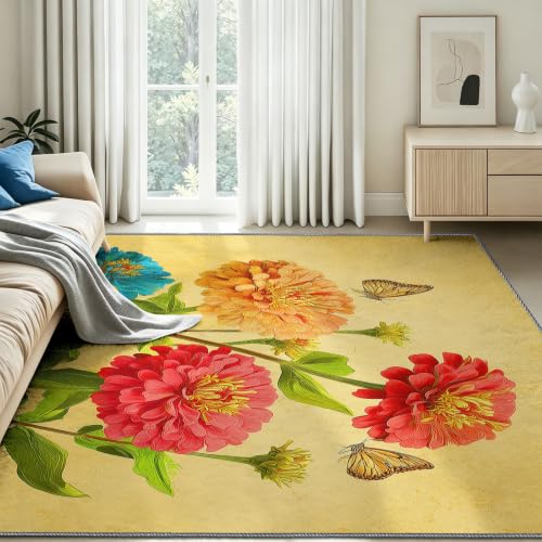 Alfombra pequeña lavable de estilo botánico pastoral para decorar tu dormitorio 8
