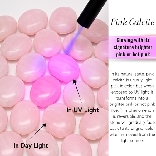 Image of Amazing Gemstone Pink Calcite Crystals and Healing Stones - Large Palm Stone Crystals Piedra - Crystal for Good Luck,Balanced Positive Energy, Meditation - Unique Stocking Stuffers and Birthday Gifts