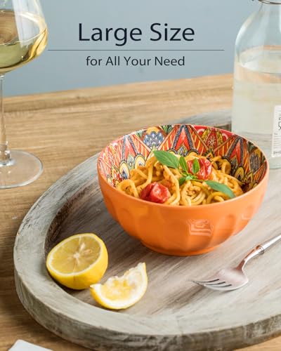 Cereal Bowls Set of 6, Ceramic Soup Bowls 26 oz Colorful Fluted Bowls Set for Kitchen, Dishwasher & Microwave Safe for Cereal, Soup, Oatmeal, Ice Cream, Salad, Pasta - Image 6