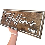 Personalized Family Name Sign - Custom Art Deco Last Name Wood Wall Decor Plaque, Rustic Farmhouse Style Wedding Gift, Housewarming Gift, Custom Wooden Wall Hanging with Established Date, Large Wall Art for Living Room or Entryway