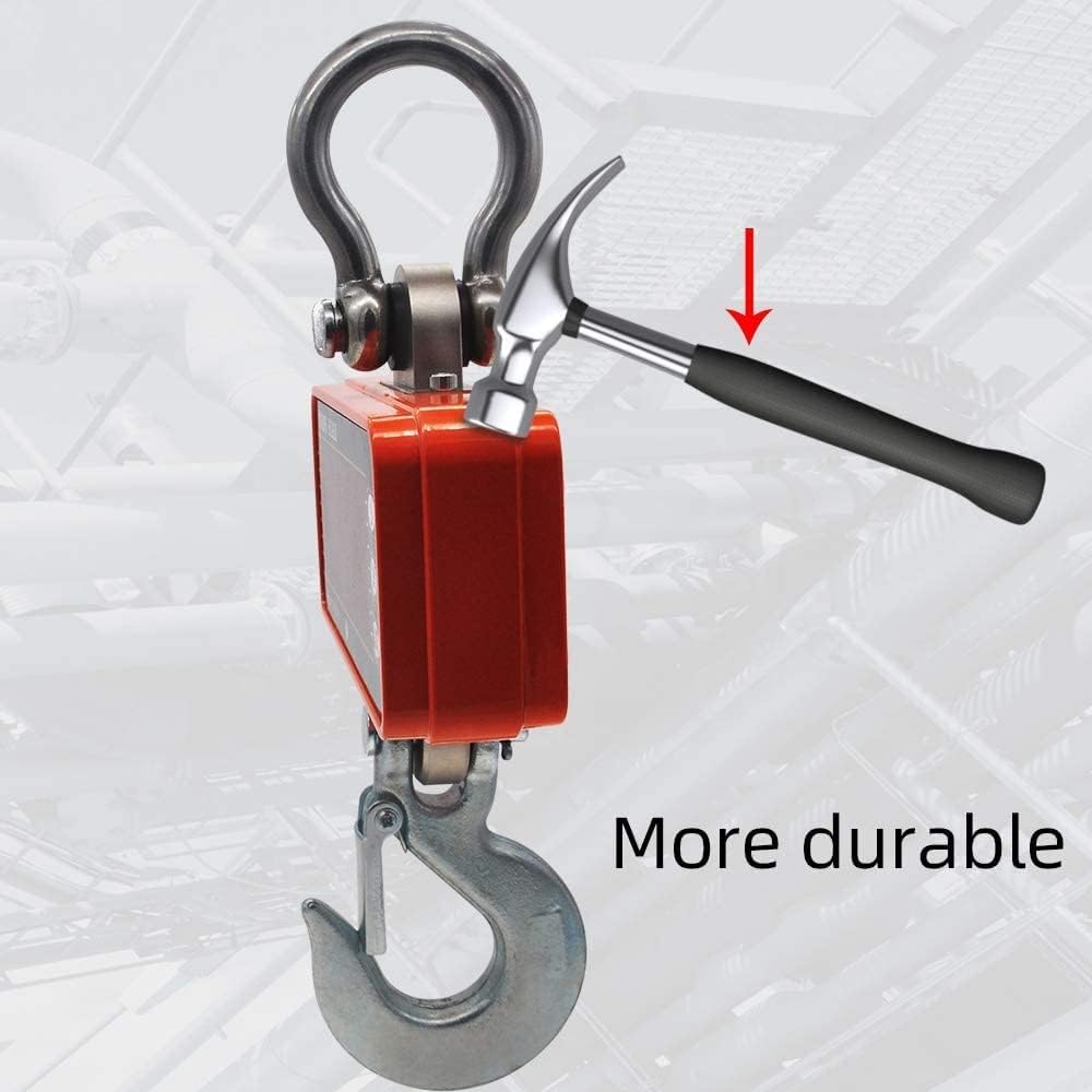 Digital Hanging Scale High Accurate 1000KG 2000LBS Electronic Scale 500KG Weighing Industrial Heavy Duty Hook Scale(1000kg)