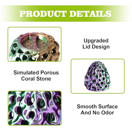 Image of Shrimp Dome Hide, Shrimp Hides for Aquarium, Betta Fish Hideout with Suction Cup, Betta Habitat Tank Ornament Accessories, Aquarium Decor for Small Fish Guppy Hiding Resting (Lid Green Purple)
