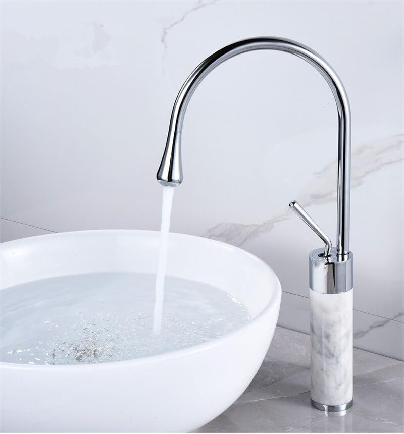 Robinet d'évier chaud et froid pivotant en laiton robuste Chrome Marble T