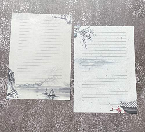 50 Vintage Stationery Paper, Lined Writing Letter Paper Set, A4 Size, 10 Different Style #TOP4