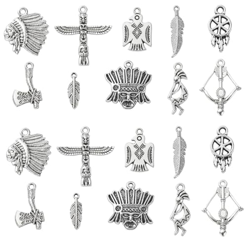 Ornazy 100 encantos tibetanos de prata envelhecida para fazer jóias e pulseiras, Liga