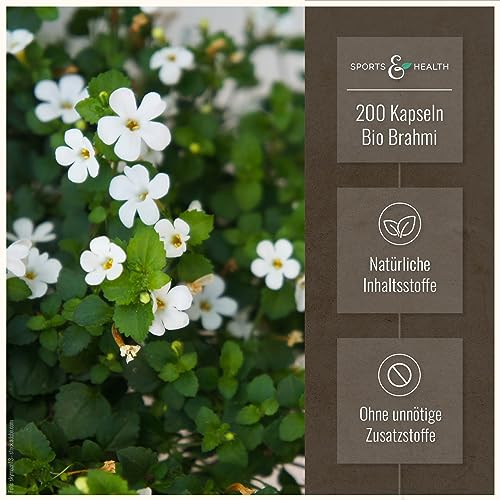 Brahmi Bio Kapseln von Sports & Health Solutions, 200 Stück