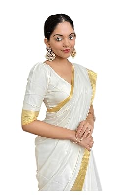 Yashika Women's Trendy Cotton Silk Saree with Blouse Material|| Pongal Special South Indian kerala Saree With Blouse Pie