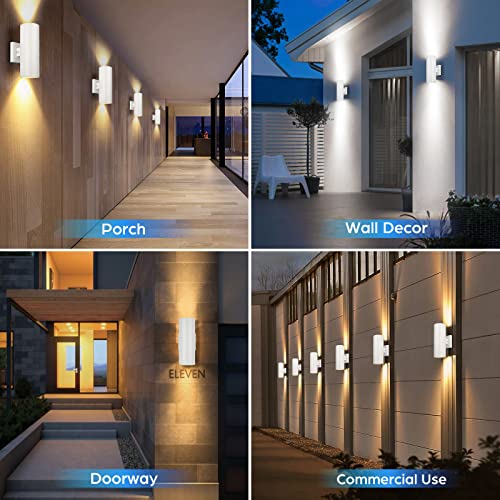 Image of TOBUSA 2-Pack White Outdoor Wall Sconces Dusk to Dawn, Up Down Modern Exterior Light Fixtures for House, Outside Wall Lights for Porch Garage Patio Front Door Hallway, Weather-Proof Aluminum Finish