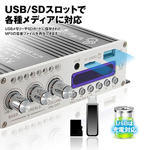 Amazon.co.jp: オーディオアンプ コンパクト 高出力 USB/SDカード