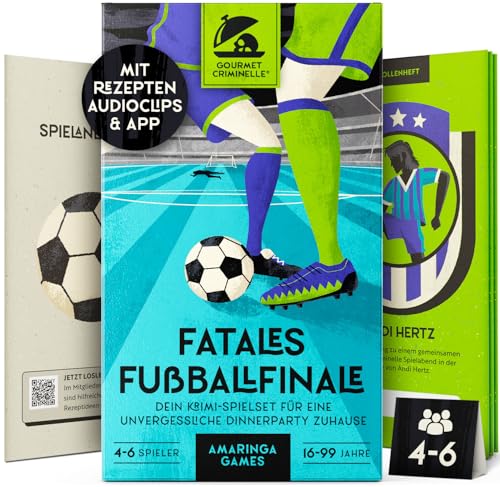 Gourmet Criminelle Krimidinner für zuhause I 4-6 Personen I Mysteriöser Mordfall Fatales Fußballfinale für Deine Crime Dinner Party I Spannendes Krimi Dinner Spiel ab 16 Jahren I 4-6 Spieler