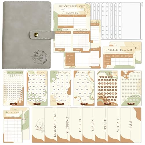 BIROYAL Geld Sparen Challenge Buch mit 6 Sparchallenge - A6 Budget Planner Deutsch - Spar Challenge Budgetplaner mit 7 BudgetSheet, 7 Kategorien, 8 Hüllen, 1 Budgetübersicht & Bargeld Tracker