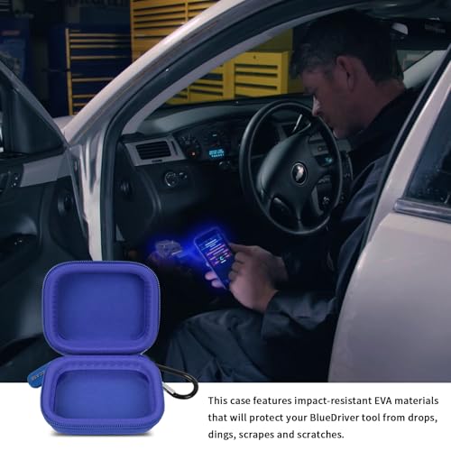 Image of Car and Auto Mini Carry Case Compatible with BlueDriver Bluetooth Pro /Pro Next Gen OBDII OBD2 Scan Tool Monitor for iPhone & Android -Bag Only (Dark Blue)