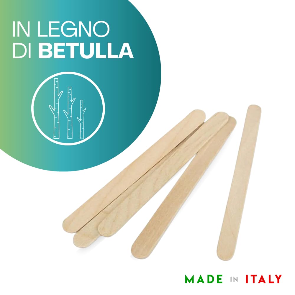 Palettine in Legno di Betulla 1000 Palette Incartate Singolarmente Stecca Gelato Artigianale Biodegradabile