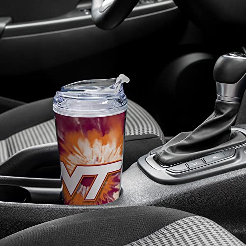 Image of Rico Industries NCAA Glitter 24oz Acrylic Glitter Tumbler with Hinged Lid, Officially Licensed Double Wall Tumbler with Straw