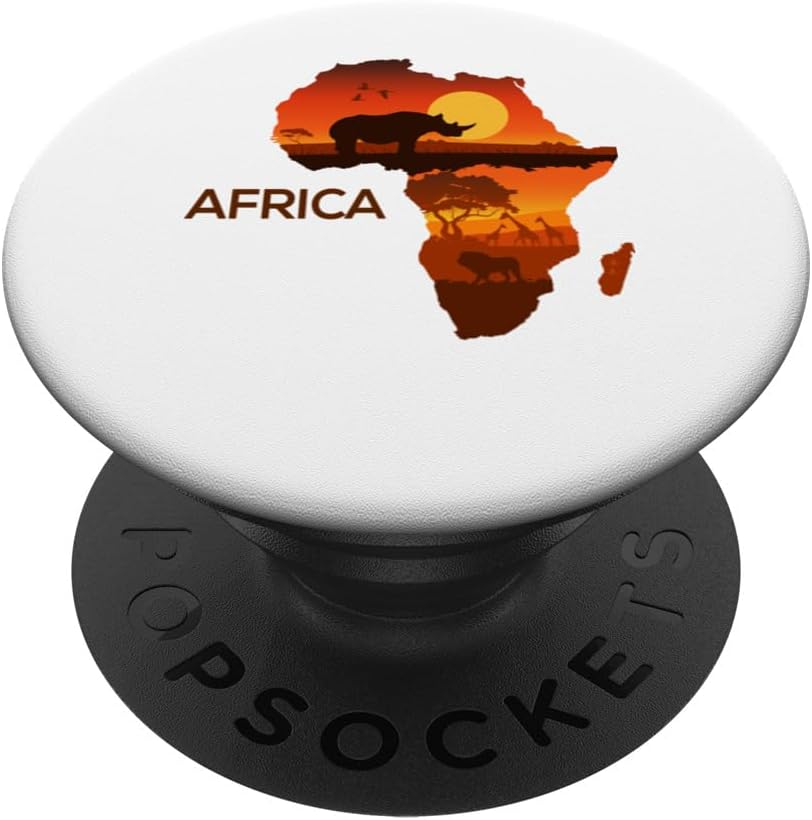 African Rhino Women Men PopSockets PopWallet for MagSafe