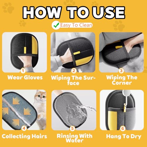 Image of Yostyle Electrostatic Pet Hair Remover Glove - Reusable Electrostatic Pet Hair Removal Gloves for Couch, Carpet, Double Sided Grooming Glove for Cat & Dog Hair, Upgraded Static Removal Tool (1)