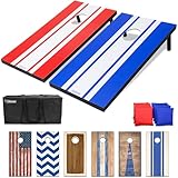 GoSports 4 x 2 ft Classic Design Cornhole Game Set - Includes Two 4 x 2 ft Boards, 8 Bean Bags, and Carry Case