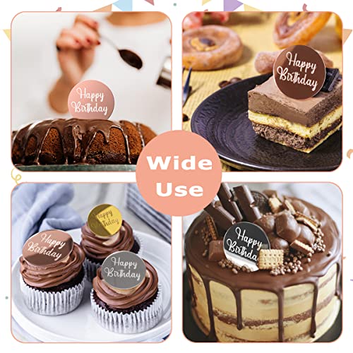 30 Pcs Acrylic Cupcake Toppers, 3 Colors Happy Birthday Mirror Cake Topper Round Shape Mini Personalized Topper Silver Rose Gold Diy Cake Charm Cake Pick Decorations For Birthday Party By Giveme5 #TOP6