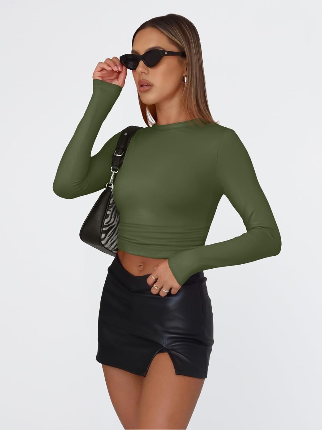 Trendy Queen Womens Long Sleeve T Shirts Fall Fashion 2026 Basic Crop Tops Going Out Outfits Y2k Clothes - Image 3