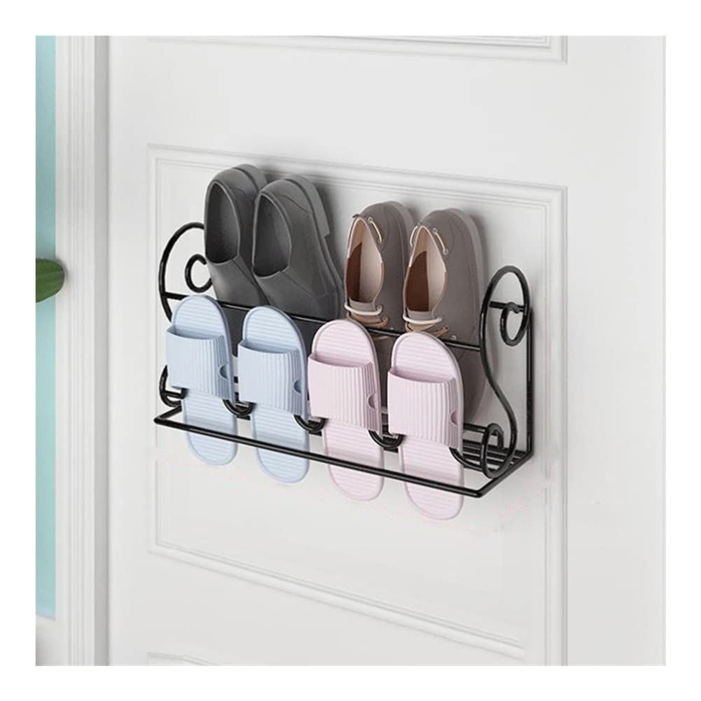 Zapatero de Metal de Pared, Organizador, Estante Colgante para Guardar Zapatos, Ahorra Espacio, para Colgar sobre la Puerta (43 cm, Negro)