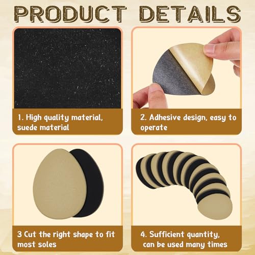 Image of Jecery 36 Pcs Suede Soles for Dance Shoes Non Slip Shoe Pads on Bottom of High Heeled Shoes Protectors Adhesive for Women(Beige,Black)
