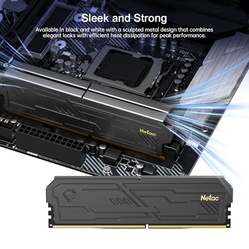 Image of Netac DDR4 DRAM 32GB Kit (2x16GB) 3200MHz XMP 2.0 Dual Channel RAM CL16 (PC4-25600) 1.35V 288-Pin Upgraded Aluminum Heat Sink Ideal for Gaming Computer Upgrade - Shadow III Series Black