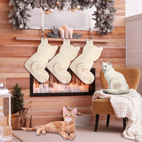 Chaussettes de Noël chat en confection rustique pour décoration raffinée de salon - 6
