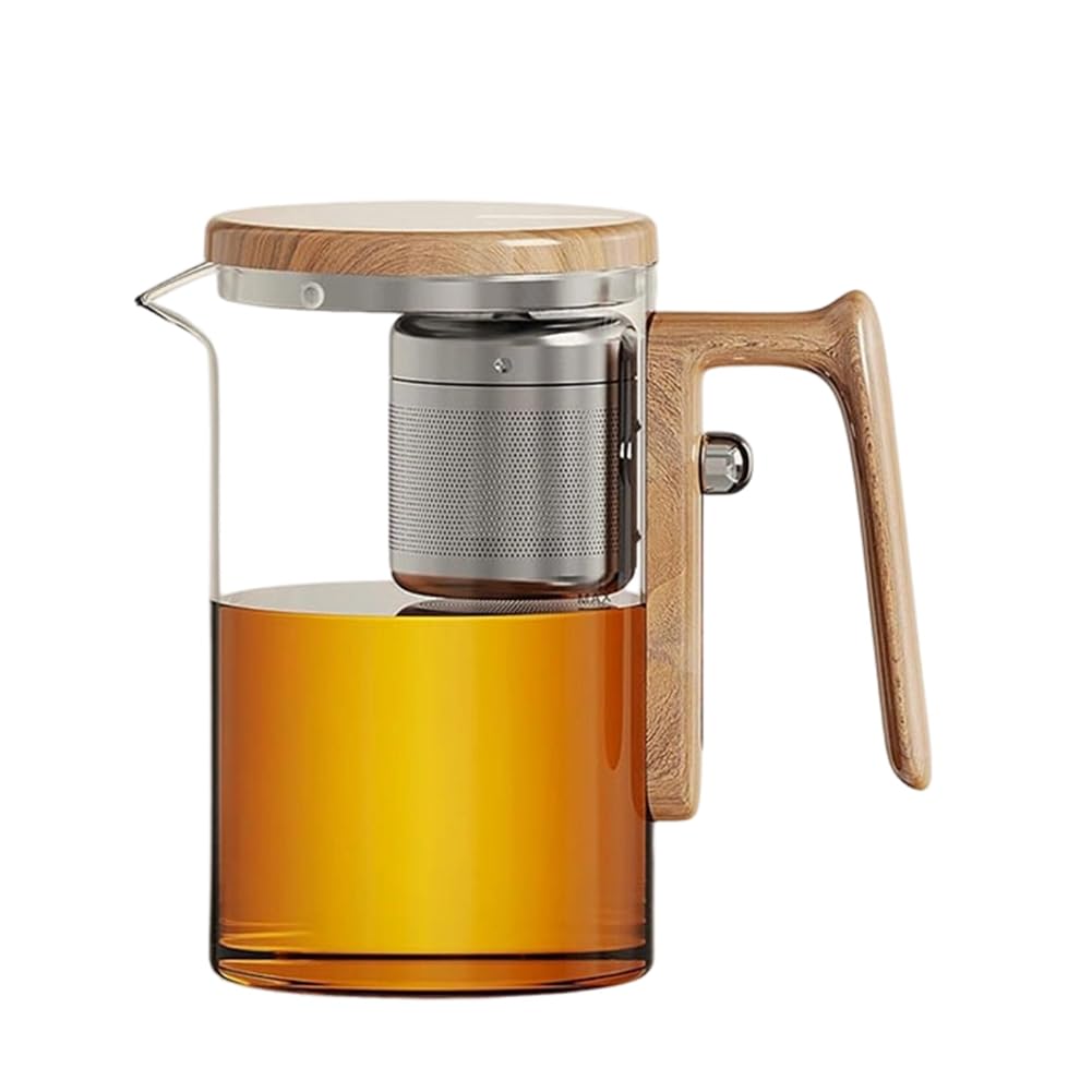 Hndhbfgrt Enchanti Glass Teapot 650ml(21.98 Oz), Magnetic Stainless Steel Infuser, Tea and Water Separator Magic Pot