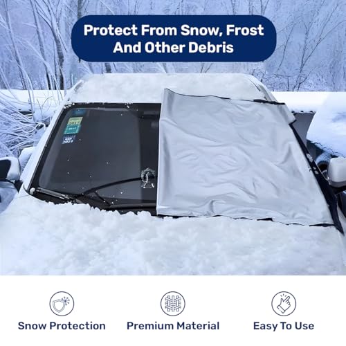 Image of GENANY Car Windshield Cover for Ice and Snow, Frost Protection for Car Windshield, Waterproof Snow Cover for Car, SUV, Truck, Anti Snow Windshield Cover, Christmas Car Gifts