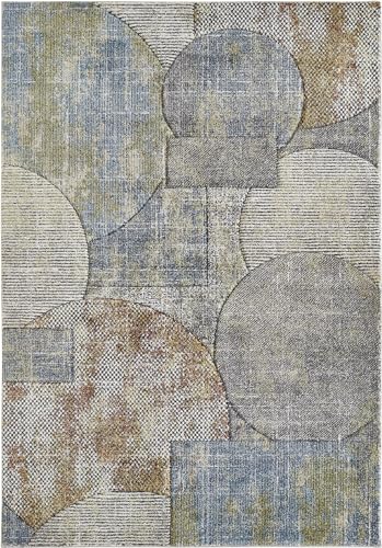 -LUXOR- living Teppich Torrent moderner Kurzflorteppich, abstraktes Muster, Patchwork-Design, Hoch-Tief Struktur, Farbe: Blau-Multi 1, Größe: 160 x 230 cm