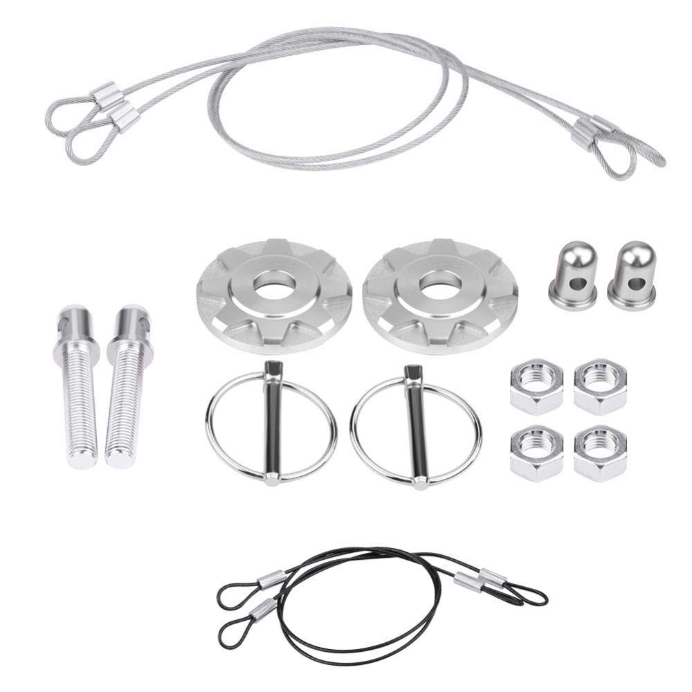 Perno del cofano, blocco del perno del cofano in lega di alluminio CNC, kit di blocco del perno del cofano universale, Argento