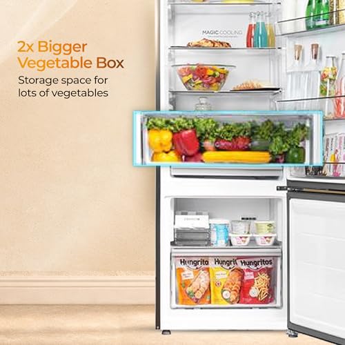 Image of Haier 325 L 3 Star Frost Free Triple Inverter Bottom Mount Refrigerator, Digital Touch Display & 2X Bigger Fresh Storage (HEB-333GBA-P, Graphite Black, 14 In 1 Convertible Modes, 2026 Model)