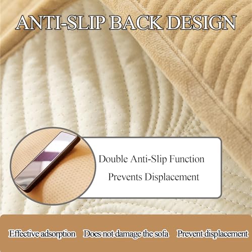 Protège-coussin de canapé antidérapant et pelucheux, lavable en machine - 4