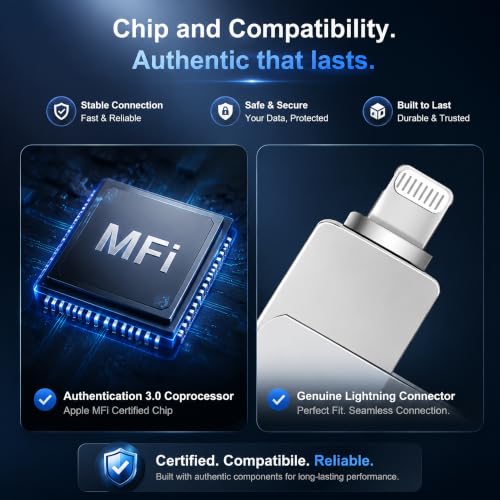 Image of Real Capacity 128GB Photo Stick for iPhone, MFi Certified 3 in 1 USB Drive