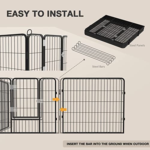 Tavata Heavy Duty Metal Dog Playpen For Outdoor, 8/16 Panels 24"/32"/40" Height Rustproof Pet Fence With Doors For Large/Medium/Small Dogs, Yard,Camping #TOP3