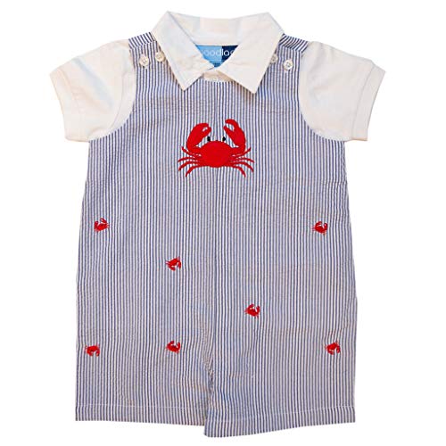 Good Lad Newborn/Infant Boys Shortall Set with Crab Applique and Embroideries (6/9M) Blue
