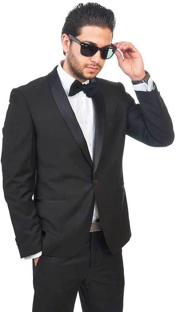 Slim Fit 1 Button Shawl Lapel Collar Tuxedo Jacket Modern Dinner Blazer AZAR