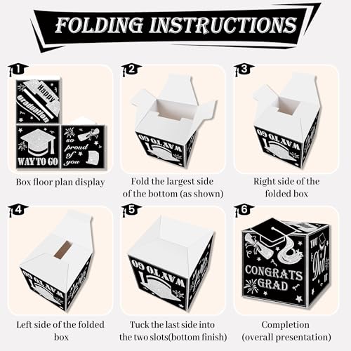 Image of AYGXU graduation card box Holder 2026 with 30pcs graduation cards,Graduation party Decorations,graduation box for gifts and Cards,graduation money box,Graduation Party Supplies-black card box