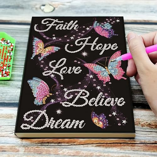Carnet de croquis fleurs strass 5D DIZAKIM avec couverture en cuir