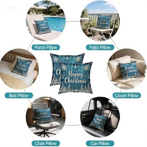 Housse coussin 70x70cm en lin de qualité pour une déco de Noël réversible