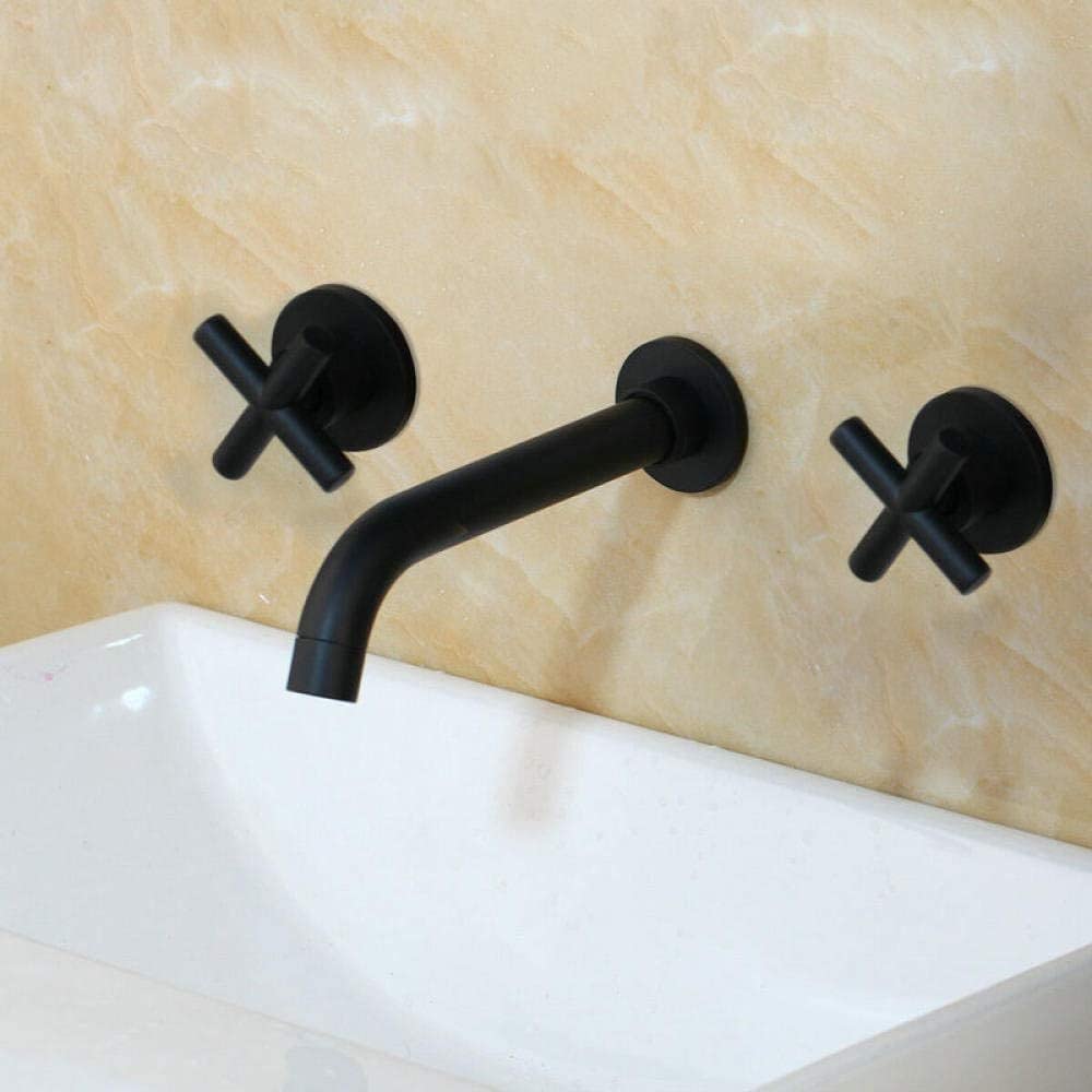 Mitigeur de lavabo de salle de bains rétro à double poignée en laiton robuste évier-noir