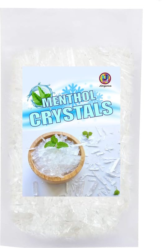 J Organics Menthol Crystals | Pure & Fresh Peppermint | Plant-Based, Cooling & Refreshing (50g)