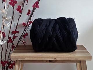Black* 100% Merino Wool Giant Yarn Extreme Arm Knitting Felting Wool Tops Roving Bulky 50g - 4kg (50g)
