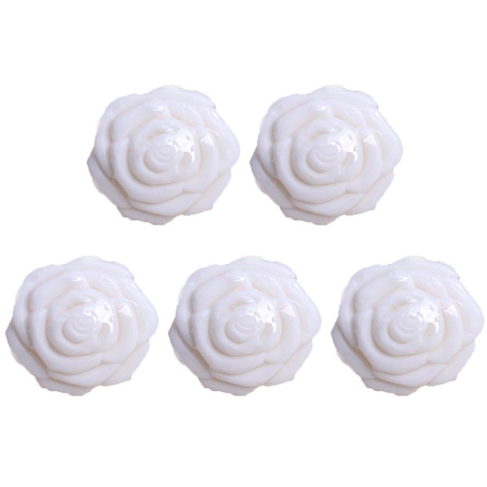Sanfly White Cute Mini Rose Soap 5 Pack Handmade Rose Soap Fragrance Scented Soap For Guests Souvenirs Gift, Valentine's Day Wedding Favours Gif